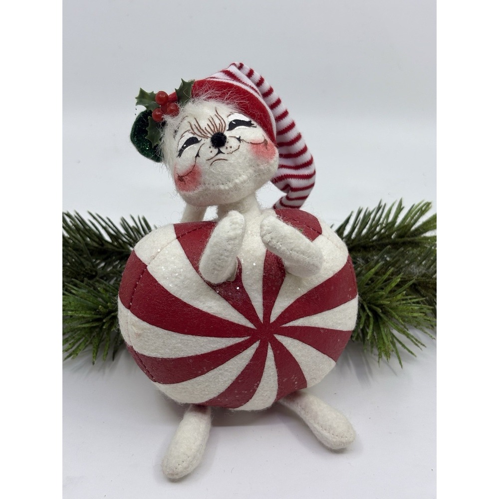 Annalee Christmas Peppermint Mouse 6" 2004 Vintage Candy Cane